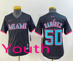 Youth Nike Miami Marlins #50 Hanley Ramirez Black Joint MLB Jersey