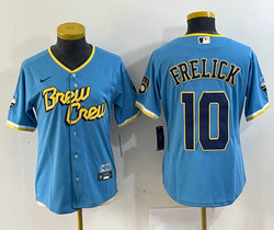 Youth Nike Milwaukee Brewers #10 Sal Frelick Blue Game 2023 City Authentic Stitched MLB Jersey