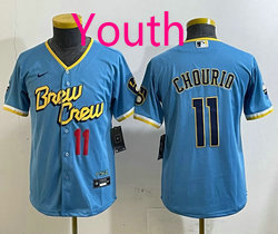 Youth Nike Milwaukee Brewers #11 Jackson Chourio Blue Game 2023 City MLB Jersey