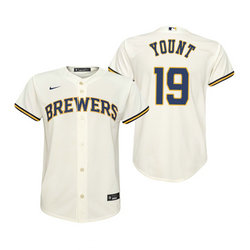 Youth Nike Milwaukee Brewers #19 Robin Yount Cream Game Authentic Stitched MLB Jersey
