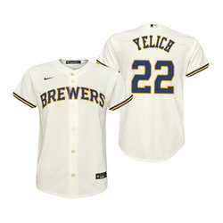 Youth Nike Milwaukee Brewers #22 Christian Yelich Cream Game Authentic Stitched MLB Jersey