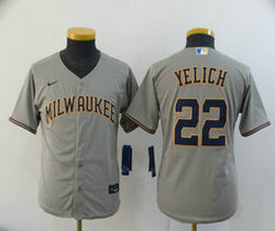 Youth Nike Milwaukee Brewers #22 Christian Yelich Grey Authentic Stitched MLB Jersey
