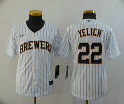 Youth Nike Milwaukee Brewers #22 Christian Yelich White Authentic Stitched MLB Jersey