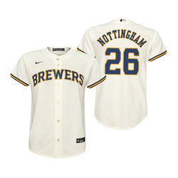 Youth Nike Milwaukee Brewers #26 Jacob Nottingham Cream Replica Home Jersey