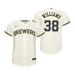 Youth Nike Milwaukee Brewers #38 Devin Williams Cream Game Authentic Stitched MLB Jersey
