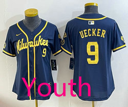 Youth Nike Milwaukee Brewers #9 Bob Uecker Navy Jersey