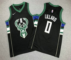 Youth Nike Milwaukee Bucks #0 Damian Lillard Black Authentic Stitched NBA Jersey