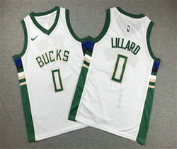 Youth Nike Milwaukee Bucks #0 Damian Lillard White Authentic Stitched NBA Jersey