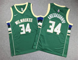 Youth Nike Milwaukee Bucks #34 Giannis Antetokounmpo Green Authentic Stitched NBA Jersey
