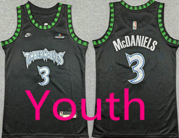 Youth Nike Minnesota Timberwolves #3 Jaden McDaniels Black 2026 Classic With Advertising Jersey