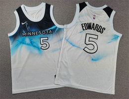 Youth Nike Minnesota Timberwolves #5 Anthony Edwards 2024-25 White City Stitched Jersey