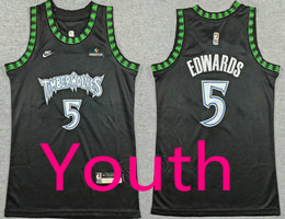 Youth Nike Minnesota Timberwolves #5 Anthony Edwards Black 2026 Classic With Advertising Jersey