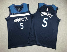 Youth Nike Minnesota Timberwolves #5 Anthony Edwards Navy Authentic Stitched NBA Jersey