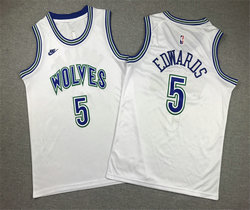 Youth Nike Minnesota Timberwolves #5 Anthony Edwards White classic Authentic Stitched NBA Jersey