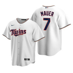 Youth Nike Minnesota Twins #7 Joe Mauer White Game Authentic Stitched MLB jersey