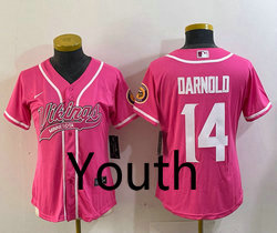 Youth Nike Minnesota Vikings #14 Sam Darnold Pink Joint Authentic Stitched baseball jersey
