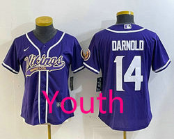 Youth Nike Minnesota Vikings #14 Sam Darnold Purple Joint Authentic Stitched baseball jersey
