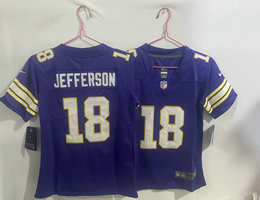 Youth Nike Minnesota Vikings #18 Justin Jefferson Purple Throwback Authentic stitched NFL jersey