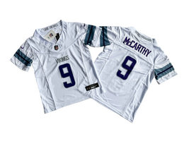 Youth Nike Minnesota Vikings #9 J.J. McCarthy White Throwback F.U.S.E Authentic Stitched NFL Jersey