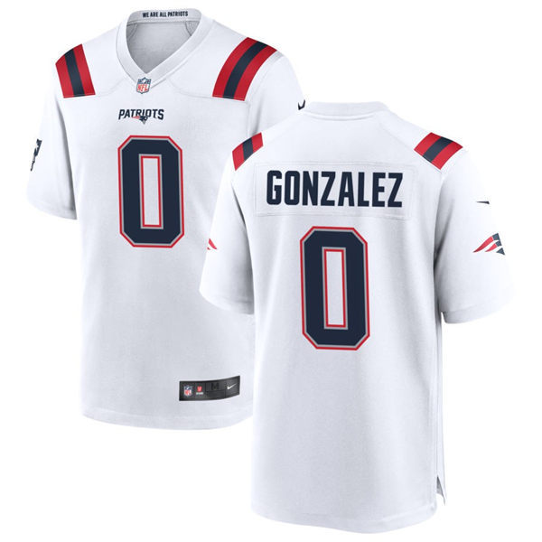 Youth Nike New England Patriots #0 Christian Gonzalez White Authentic Stitched NFL Jersey