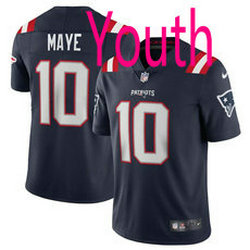 Youth Nike New England Patriots #10 Drake Maye Navy Vapor Untouchable Authentic Stitched NFL Jersey