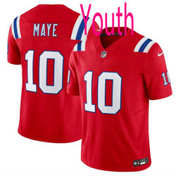 Youth Nike New England Patriots #10 Drake Maye Red 2024 Draft Vapor Untouchable Football Jersey