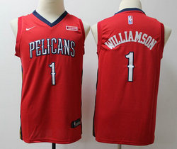 Youth Nike New Orleans Pelicans #1 Zion Williamson Red With Advertising Authentic Stitched NBA Jersey