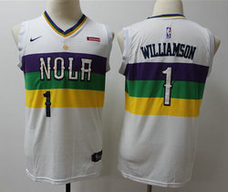 Youth Nike New Orleans Pelicans #1 Zion Williamson White City With Advertising Authentic Stitched NBA Jersey