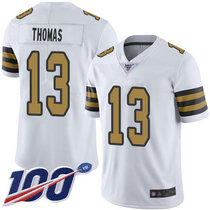 Youth Nike New Orleans Saints #13 Michael Thomas 100th Season White Rush Authentic Stitched NFL Jersey