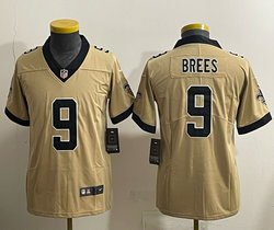 Youth Nike New Orleans Saints #9 Drew Brees 2025 Golds Authentic Stitched NFL Jersey