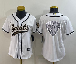 Youth Nike New Orleans Saints Blank White Joint Big Logo Authentic Stitched baseball jersey