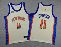 Youth Nike New Yok Knicks #11 Jalen Brunson White City Jersey