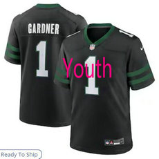 Youth Nike New York Jets #1 Ahmad Sauce Gardner Black Throwback Vapor Untouchable Stitched NFL Jersey