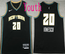 Youth Nike New York Liberty #20 Sabrina Ionescu Black Authentic Stitched Jersey