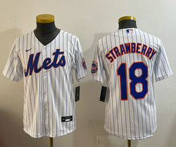 Youth Nike New York Mets #18 Darryl Strawberry White Authentic Stitched MLB Jersey
