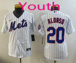 Youth Nike New York Mets #20 Pete Alonso White Game Authentic Stitched MLB Jersey
