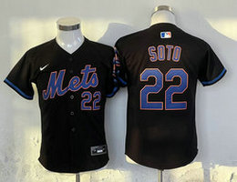 Youth Nike New York Mets #22 Juan Soto Black with 22 Authentic Stitched MLB Jersey