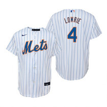 Youth Nike New York Mets #4 Jed Lowrie White Game Authentic Stitched MLB Jersey