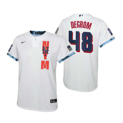 Youth Nike New York Mets #48 Jacob deGrom 2021 All star White Game Authentic Stitched MLB Jersey
