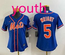Youth Nike New York Mets #5 David Wright Blue Authentic Stitched MLB Jersey