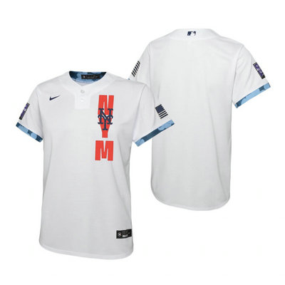 Youth Nike New York Mets Blank 2021 All star White Game Authentic Stitched MLB Jersey