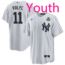 Youth Nike New York Yankees #11 Anthony Volpe White 2024 World Series Baseball Jersey