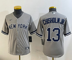 Youth Nike New York Yankees #13 Jazz Chisholm Jr. Gray Authentic Stitched MLB Jersey