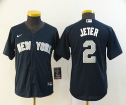 Youth Nike New York Yankees #2 Derek Jeter Blue Game Authentic Stitched MLB Jersey