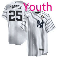 Youth Nike New York Yankees #25 Gleyber Torres White 2024 World Series Baseball Jersey