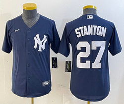 Youth Nike New York Yankees #27 Giancarlo Stanton Navy Authentic Stitched MLB Jersey