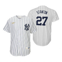 Youth Nike New York Yankees #27 Giancarlo Stanton White Cooperstown Collection Game Authentic Stitched MLB Jersey