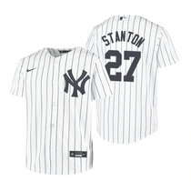Youth Nike New York Yankees #27 Giancarlo Stanton White Game With Name Authentic Stitched MLB Jersey