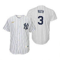 Youth Nike New York Yankees #3 Babe Ruth White Game Authentic Stitched MLB jersey