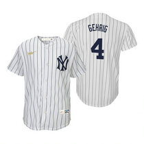 Youth Nike New York Yankees #4 Lou Gehrig White Game Authentic Stitched MLB Jersey